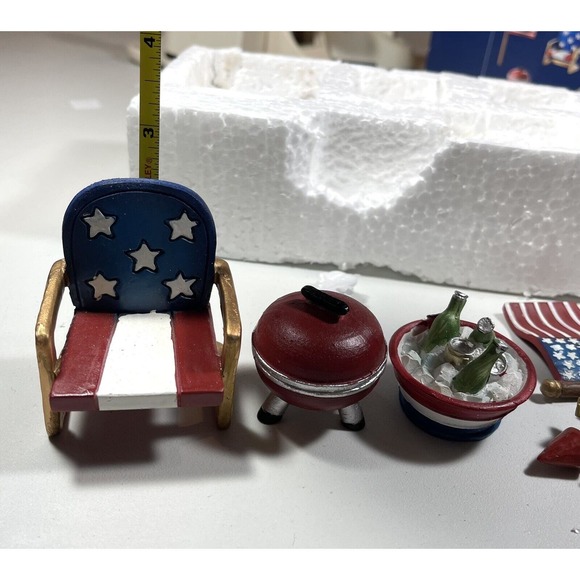 Mini World by Giftcraft 4th of July America 5 Pc. Flag Chair BBQ Fireworks Drink - Picture 7 of 8